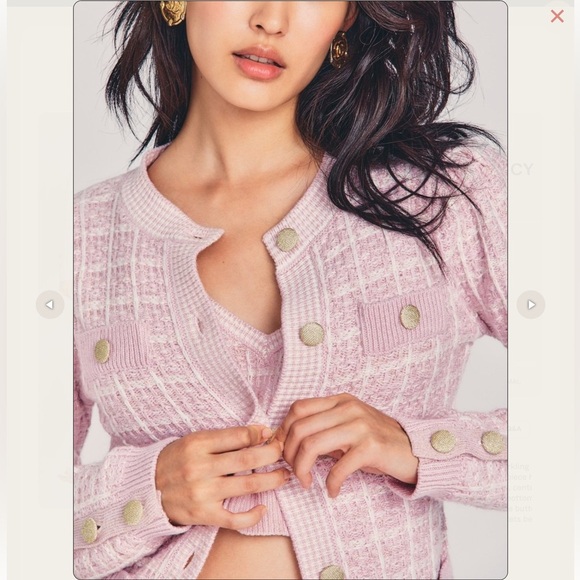 Loveshackfancy Rollins Tweed Blazer Pink Size Large - Picture 2 of 10